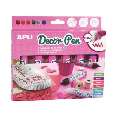 Marker za dekor Apli Glitter u olovci 6x25ml art.14968 (1/4)