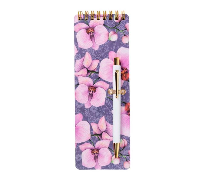 Notes+hemijska olovka Artebene Finest Orchid orhideje 7,5x21,5cm art.220682 (8)
