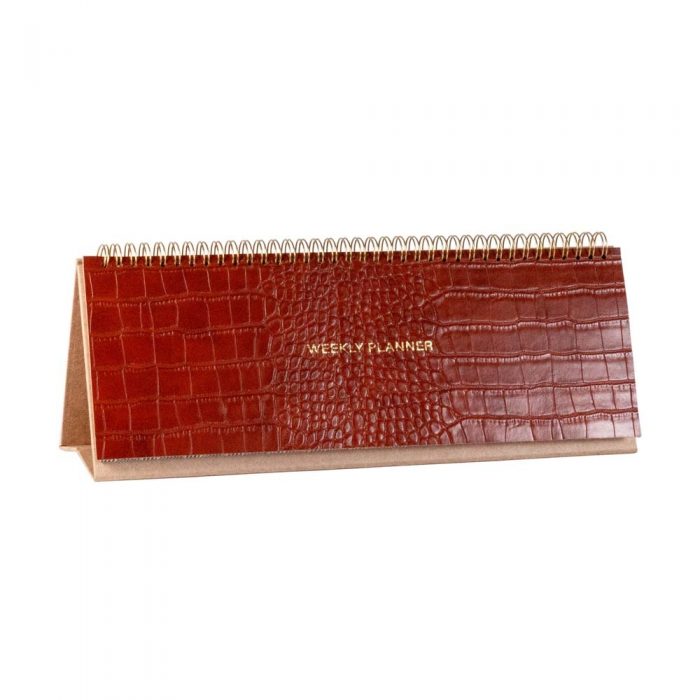 Planer stolni sedmicni Artebene Majoie 32x11cm smedji kroko vegan art.220821 (4)