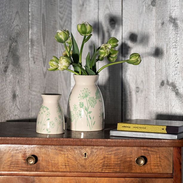 Vaza keramicka Tranquillo Floral 12x18cm cvijetni print zelena art.POR531