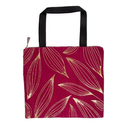 Shopper Leaves magenta gold art 241142
