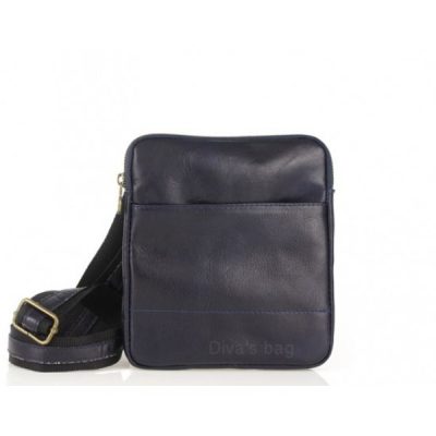 Muska torba na rame Paolo Diva's kozna Blue Navy TR117/BN