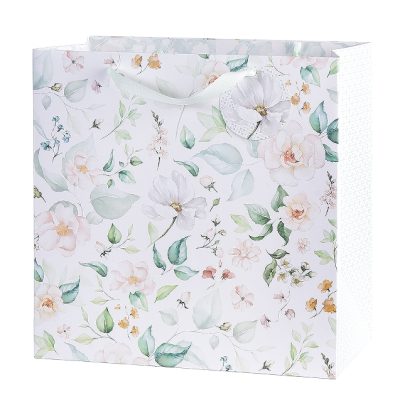 Ukrasna vrecica Artebene White Flowers 38x38x21,5cm art.206124